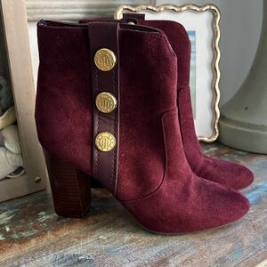 Tommy Hilfiger Rich Burgundy Ankle Boots
